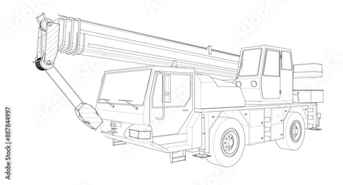  mobile crane machine 3d illustration