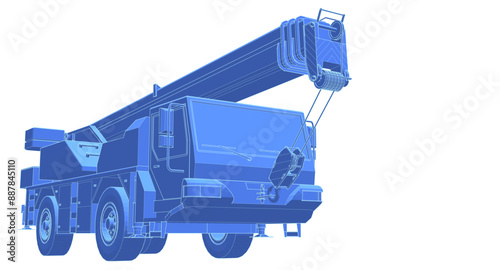  mobile crane machine 3d illustration