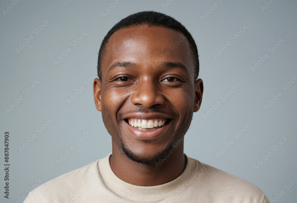 Portrait view of a regular happy smiling South Africa man, ultra realistic, candid, social media, avatar image, plain solid background Portrait view of a regular happy smiling South Africa man, ultra realistic, candid, social media, avatar image, plain solid background