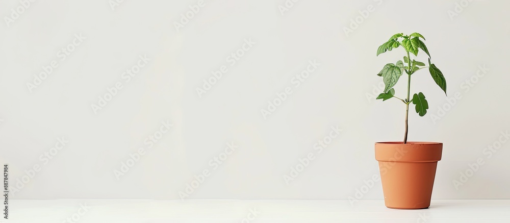 White background with a flower pot featuring copy space image White background with a flower pot featuring copy space image