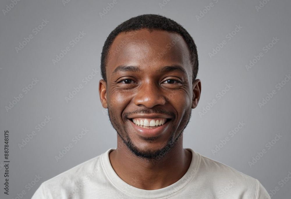 Portrait view of a regular happy smiling Angola man, ultra realistic, candid, social media, avatar image, plain solid background Portrait view of a regular happy smiling Angola man, ultra realistic, candid, social media, avatar image, plain solid background