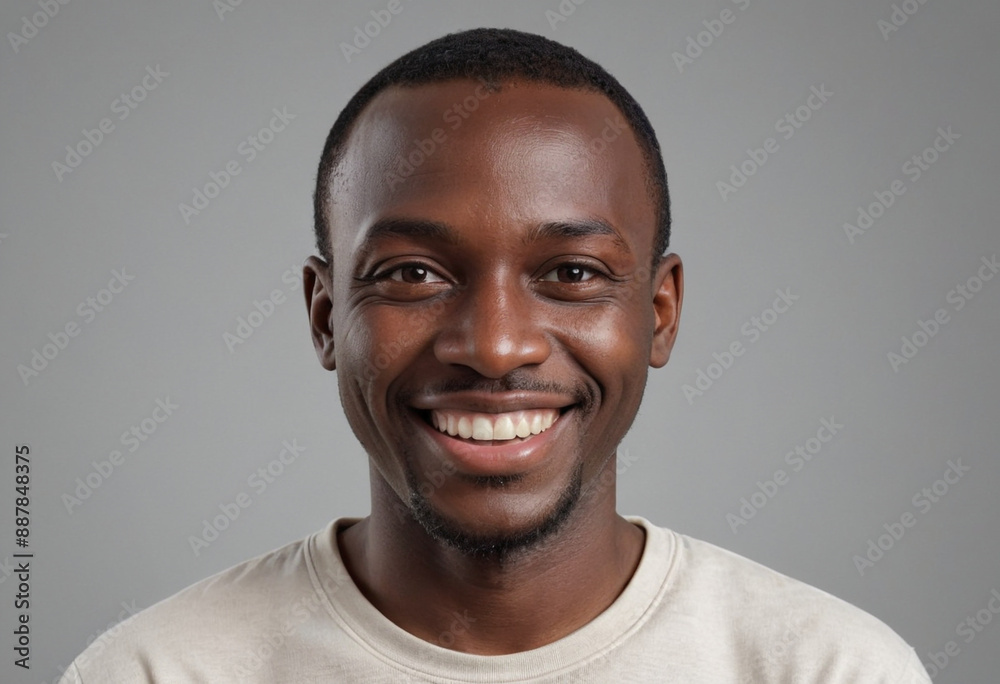 Portrait view of a regular happy smiling Burundi man, ultra realistic, candid, social media, avatar image, plain solid background Portrait view of a regular happy smiling Burundi man, ultra realistic, candid, social media, avatar image, plain solid background