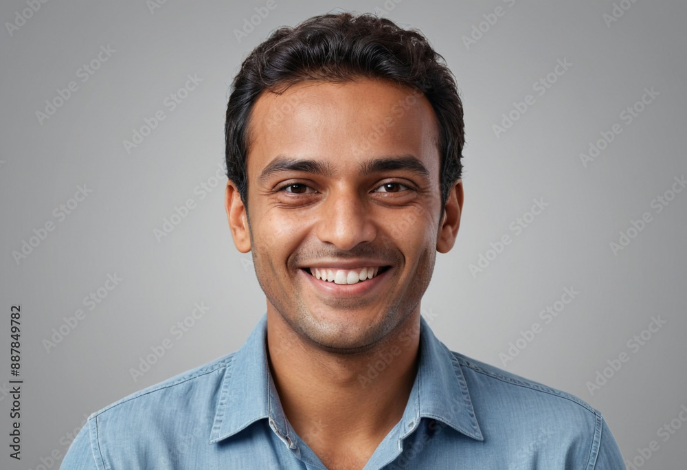 Portrait view of a regular happy smiling Mauritius man, ultra realistic, candid, social media, avatar image, plain solid background Portrait view of a regular happy smiling Mauritius man, ultra realistic, candid, social media, avatar image, plain solid background