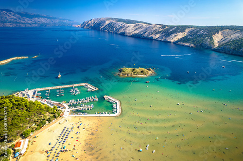 San Marino beach in Lopar on Rab island aerial view photo