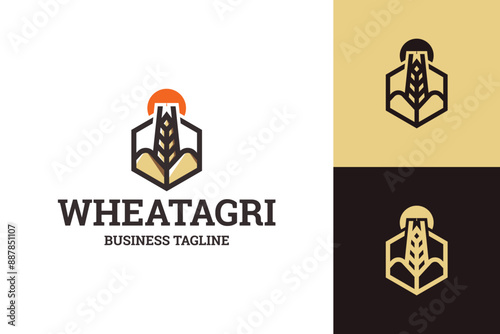 wheat hill agriculture logo vector