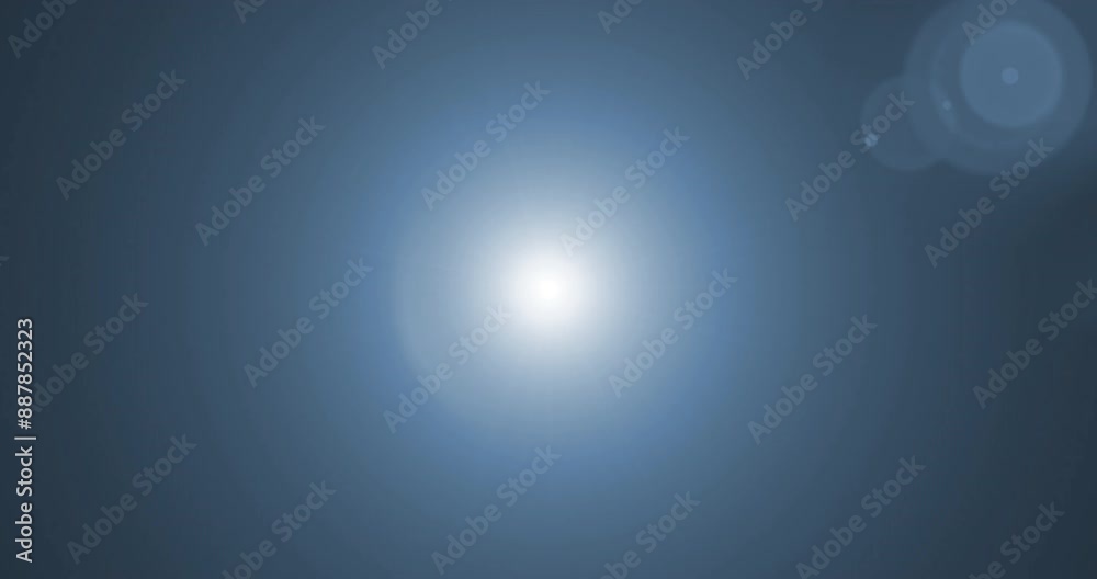 abstract blue color bright lens flare pulse flashes leak for transitions on black background