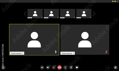 Video conference user interface, video conference calls window overlay.