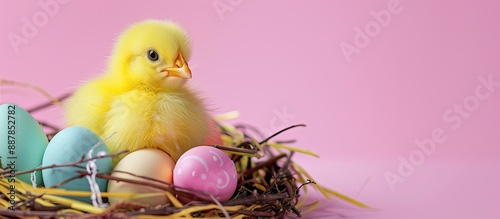 Yellow chick with Easter eg...