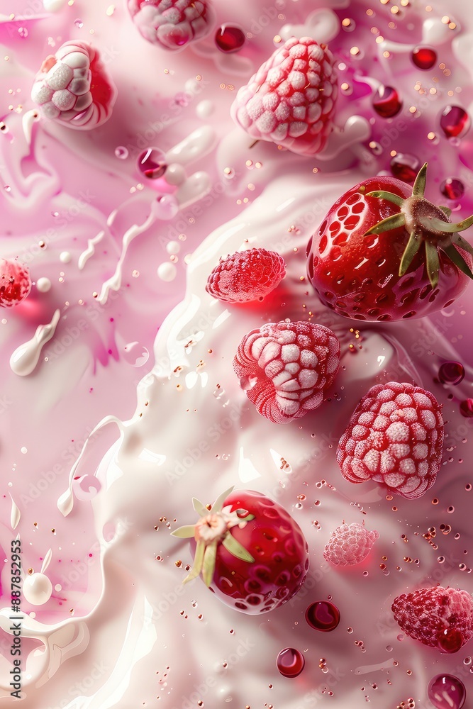 fruit yogurt close-up. Selective focus.