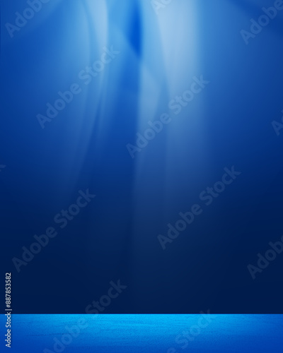 empty room with blue light background