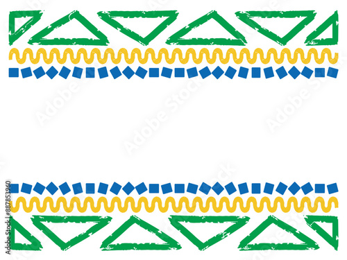 Abstract shapes with the colors of the Brazilian flag which are green, yellow and blue. Transparent background.