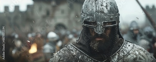 High-Detail Closeup of Medieval Knights in Warfare, Brave Riders on Horses, Intense Action, Photorealistic Detail
