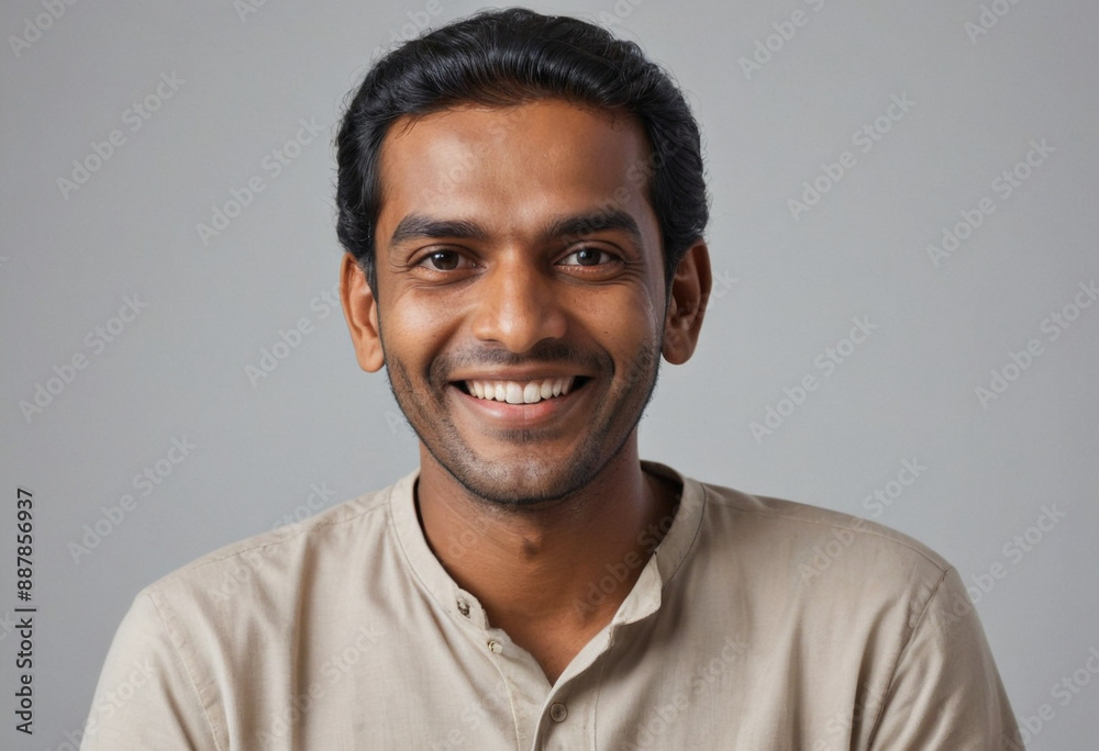 Portrait view of a regular happy smiling Sri Lanka man, ultra realistic, candid, social media, avatar image, plain solid background Portrait view of a regular happy smiling Sri Lanka man, ultra realistic, candid, social media, avatar image, plain solid background