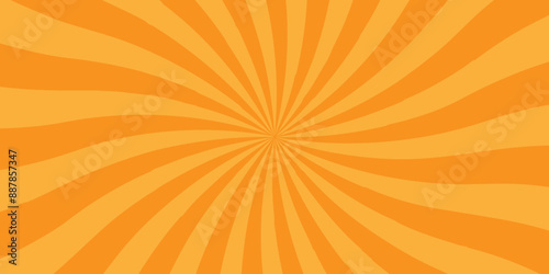  Vector orange sun rays and sunburst backdrop background. Modern seamless retro vintage burst sunrise sunbeam element spiral striped illustration sunray template wallpaper design.