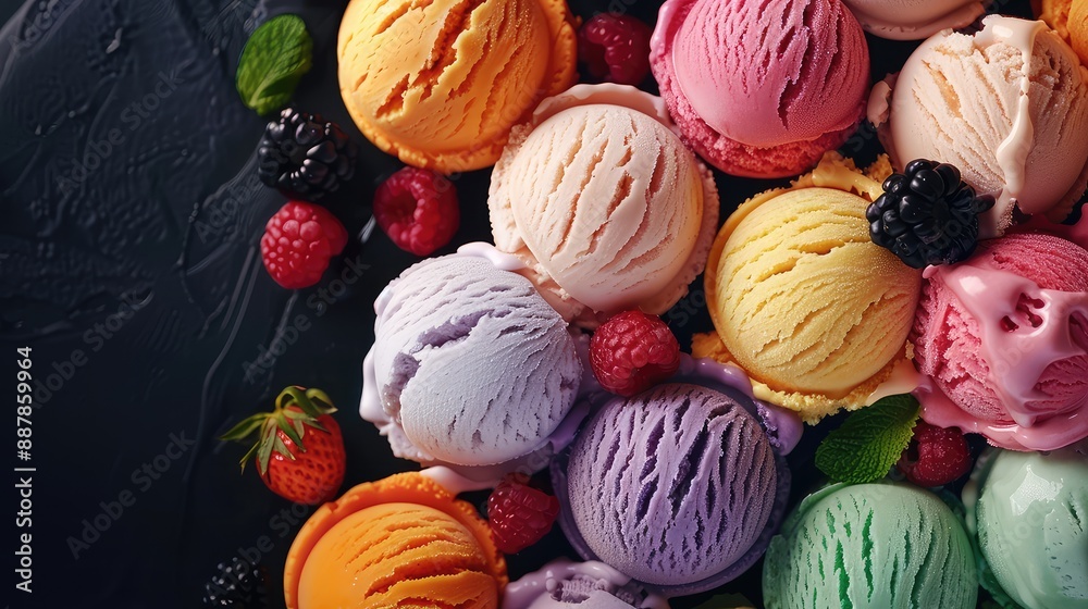 different beautiful multi-colored ice cream close-up. Selective focus. different beautiful multi-colored ice cream close-up. Selective focus.