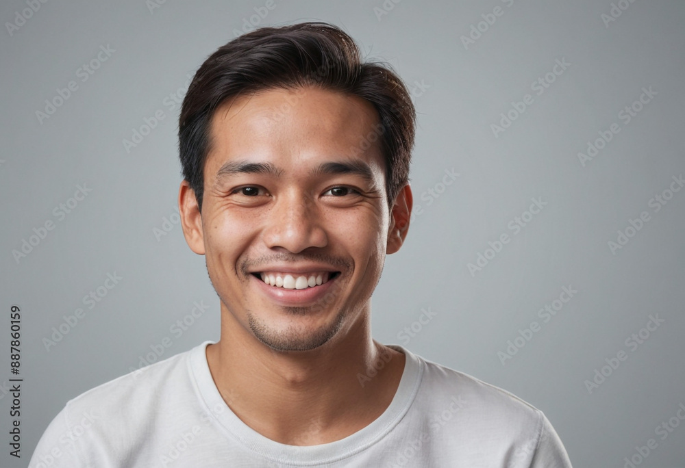 Portrait view of a regular happy smiling Philippines man, ultra realistic, candid, social media, avatar image, plain solid background Portrait view of a regular happy smiling Philippines man, ultra realistic, candid, social media, avatar image, plain solid background
