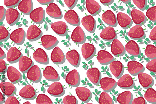 seamless pattern strawberries vector drawing