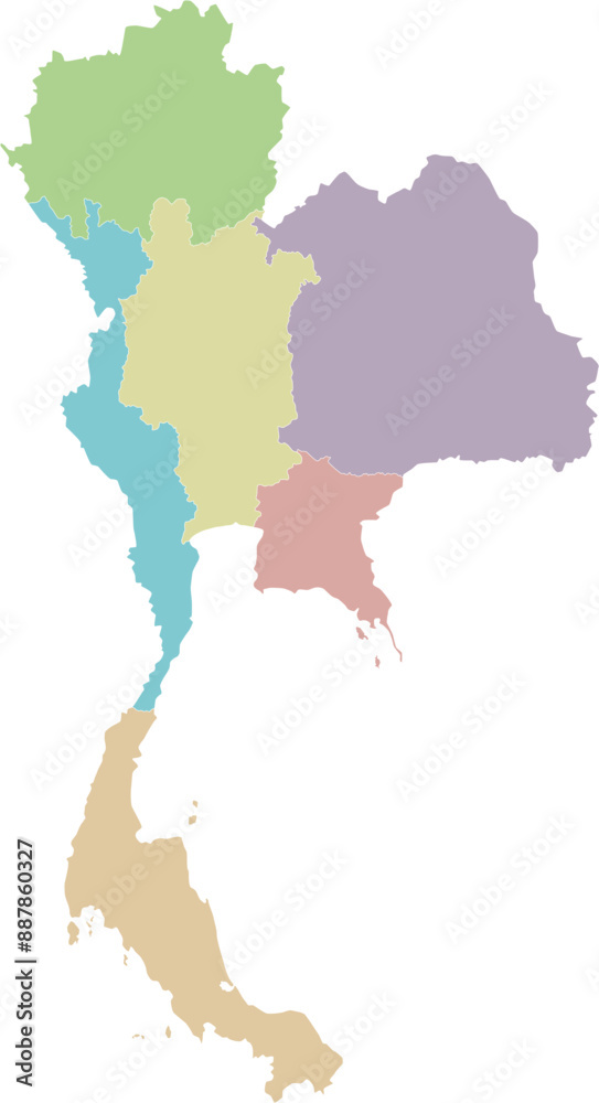 Vector blank map of Thailand with regions or territories and administrative divisions. Editable and clearly labeled layers. Vector blank map of Thailand with regions or territories and administrative divisions. Editable and clearly labeled layers.