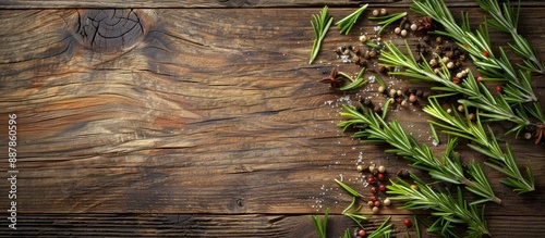 Rosemary arranged on a wood...