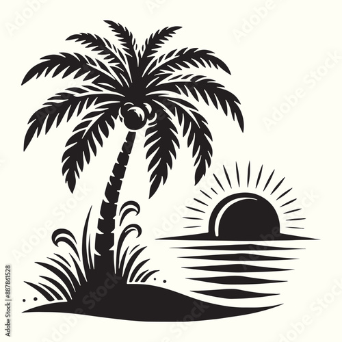 Editable Coconut Tree Silhouette Vector Illustration Design