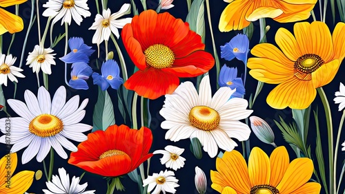 flowers background - Seamless Pattern Design - Floral Background 