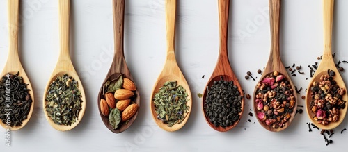 Various dry tea varieties i...