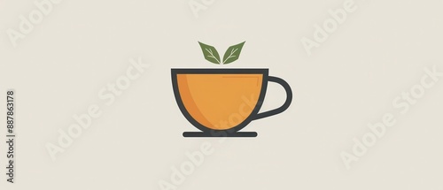 A cup with a leaf on top of it