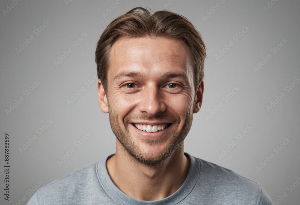 Portrait view of a regular happy smiling Sweden man, ultra realistic, candid, social media, avatar image, plain solid background Portrait view of a regular happy smiling Sweden man, ultra realistic, candid, social media, avatar image, plain solid background