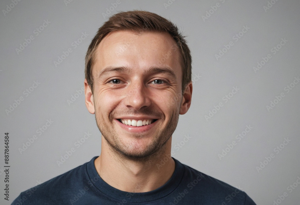 Portrait view of a regular happy smiling Estonia man, ultra realistic, candid, social media, avatar image, plain solid background