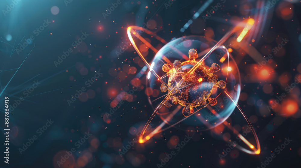 Science Concept. Atom Structure with Protons, Electrons, and Neutrons Science Concept. Atom Structure with Protons, Electrons, and Neutrons