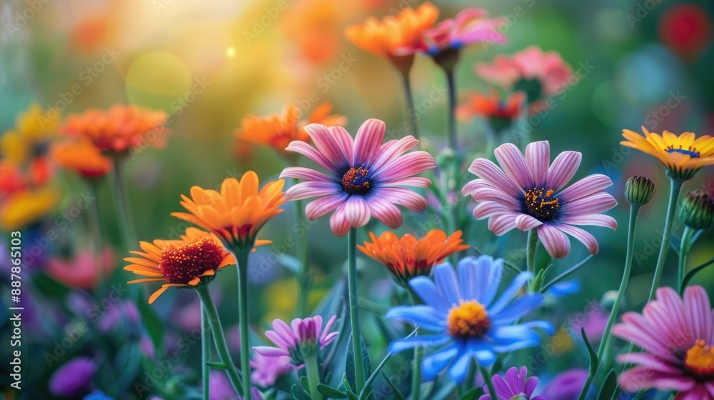 Vibrant spring flowers in full bloom with a soft, sunny background, capturing the beauty of nature Vibrant spring flowers in full bloom with a soft, sunny background, capturing the beauty of nature