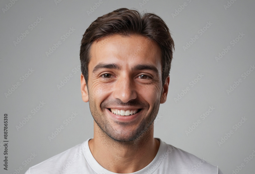 Portrait view of a regular happy smiling Italy man, ultra realistic, candid, social media, avatar image, plain solid background Portrait view of a regular happy smiling Italy man, ultra realistic, candid, social media, avatar image, plain solid background