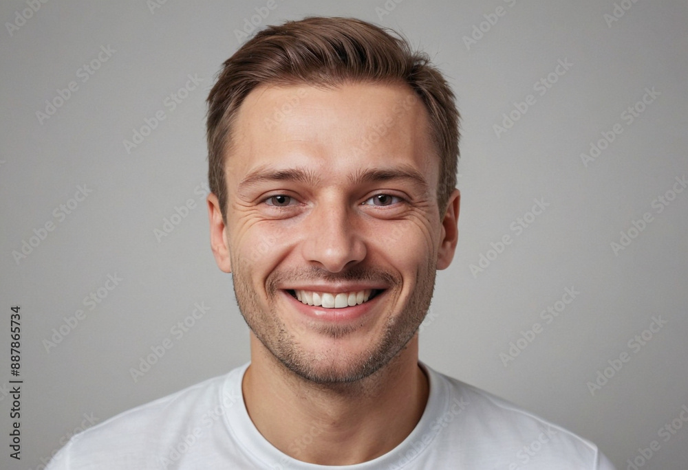 Portrait view of a regular happy smiling Latvia man, ultra realistic, candid, social media, avatar image, plain solid background Portrait view of a regular happy smiling Latvia man, ultra realistic, candid, social media, avatar image, plain solid background