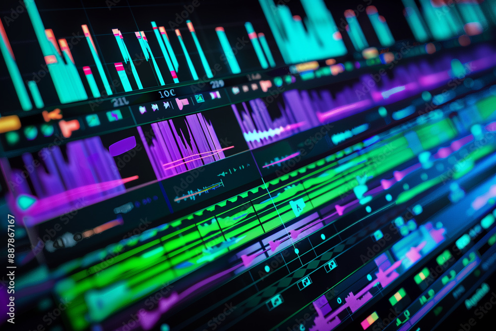 close up of an audio track in the editing software