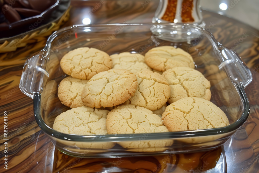 Sugar Cookies elegantly placed in a clear glass bowl dish Sugar Cookies elegantly placed in a clear glass bowl dish
