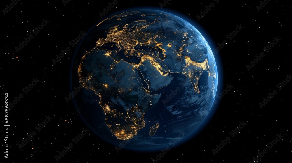 Naklejka premium Earth at Night from Space