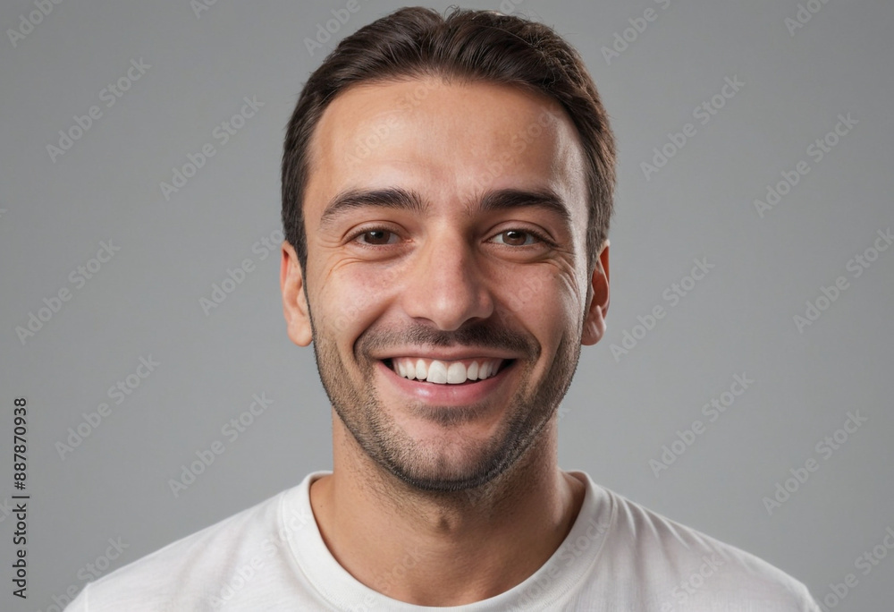 Portrait view of a regular happy smiling San Marino man, ultra realistic, candid, social media, avatar image, plain solid background Portrait view of a regular happy smiling San Marino man, ultra realistic, candid, social media, avatar image, plain solid background