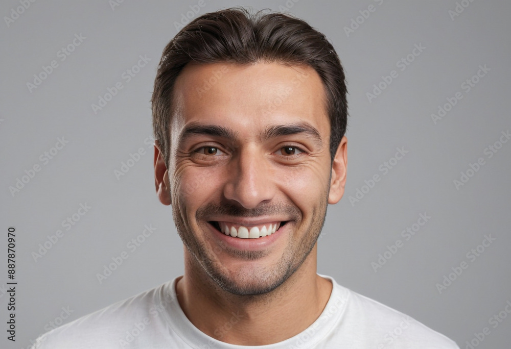 Portrait view of a regular happy smiling San Marino man, ultra realistic, candid, social media, avatar image, plain solid background Portrait view of a regular happy smiling San Marino man, ultra realistic, candid, social media, avatar image, plain solid background