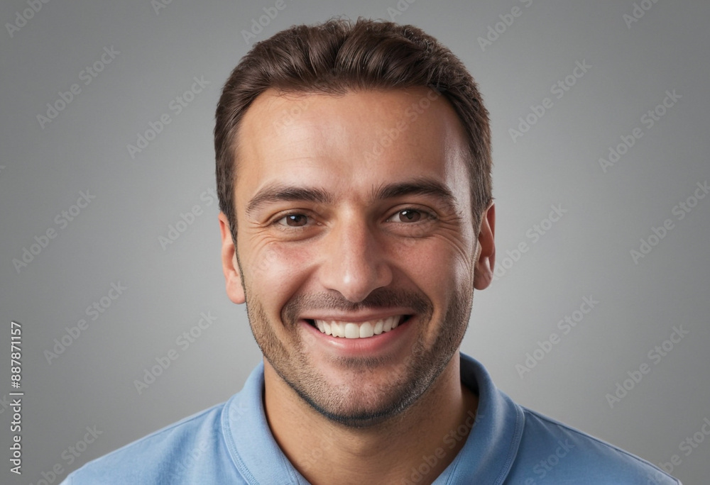 Portrait view of a regular happy smiling San Marino man, ultra realistic, candid, social media, avatar image, plain solid background Portrait view of a regular happy smiling San Marino man, ultra realistic, candid, social media, avatar image, plain solid background