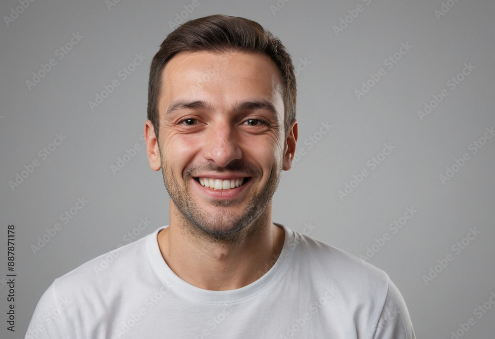 Portrait view of a regular happy smiling Serbia man, ultra realistic, candid, social media, avatar image, plain solid background Portrait view of a regular happy smiling Serbia man, ultra realistic, candid, social media, avatar image, plain solid background
