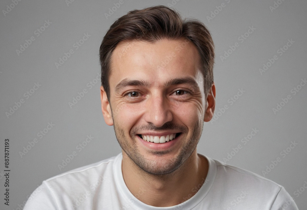 Portrait view of a regular happy smiling Serbia man, ultra realistic, candid, social media, avatar image, plain solid background Portrait view of a regular happy smiling Serbia man, ultra realistic, candid, social media, avatar image, plain solid background