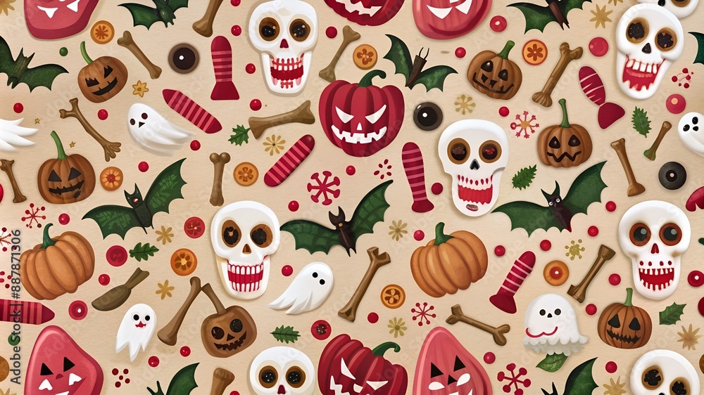 Halloween ghost seamless pattern background. Holiday cute ghost cartoon character. Halloween ghost seamless pattern background. Holiday cute ghost cartoon character.