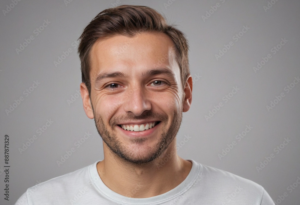 Portrait view of a regular happy smiling Slovakia man, ultra realistic, candid, social media, avatar image, plain solid background Portrait view of a regular happy smiling Slovakia man, ultra realistic, candid, social media, avatar image, plain solid background