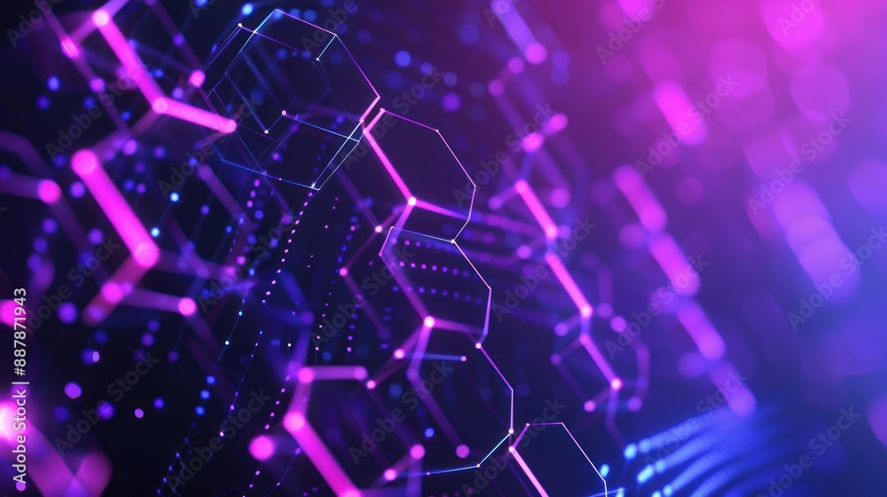Abstract Digital Network With Neon Lights Abstract Digital Network With Neon Lights
