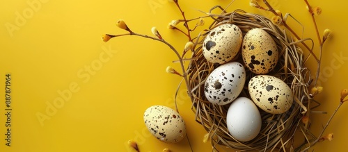 Quail eggs arranged in an e...