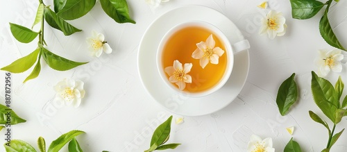 Green tea leaves and jasmin...