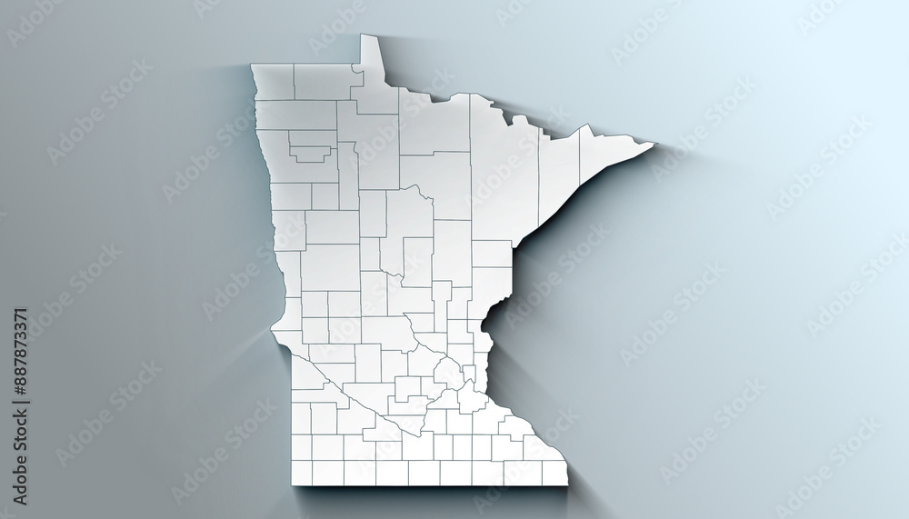 Modern Dynamic White Map of Minnesota with Counties
