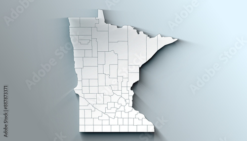 Modern Dynamic White Map of Minnesota with Counties