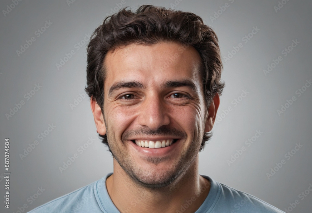 Portrait view of a regular happy smiling Uruguay man, ultra realistic, candid, social media, avatar image, plain solid background Portrait view of a regular happy smiling Uruguay man, ultra realistic, candid, social media, avatar image, plain solid background