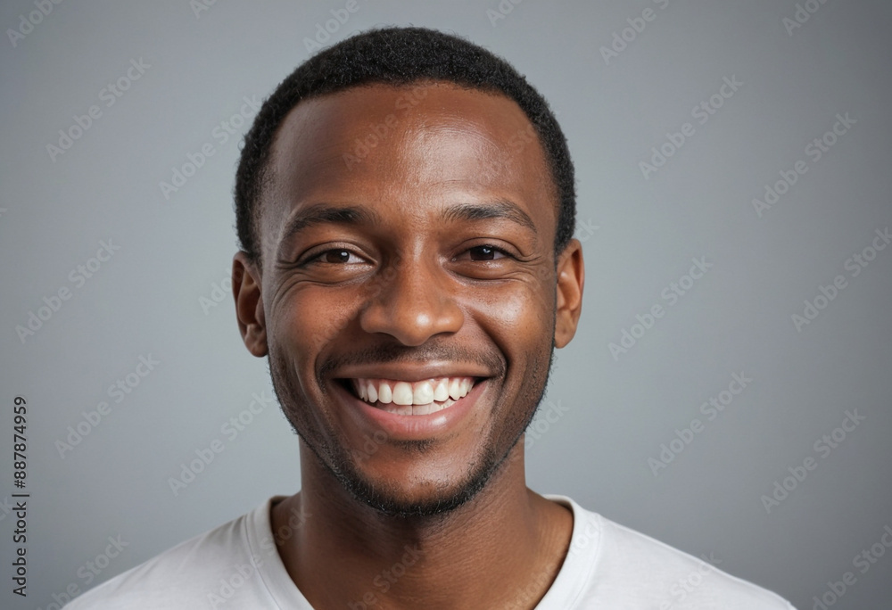 Fototapeta premium Portrait view of a regular happy smiling Barbados man, ultra realistic, candid, social media, avatar image, plain solid background